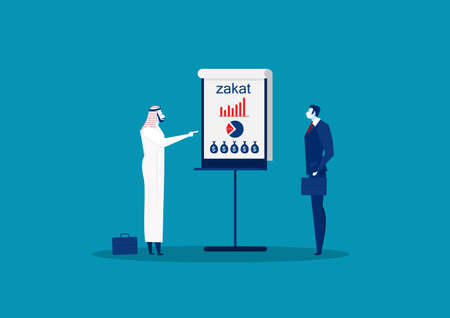 businessman meeting about zakat menage on board vectorのイラスト素材