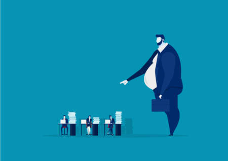 The employer shadow command employee hard work in office concept vectorのイラスト素材