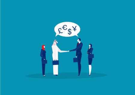 Arabic business shakes hand for trade internatioal concept.vectorのイラスト素材