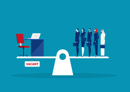 chair vacant one positions  on scale with heavier than many executives the other side.HR conceptのイラスト素材