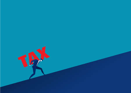 Businessman carrying big tax concept.vectorのイラスト素材