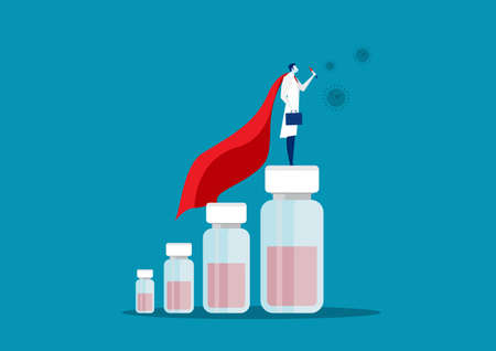Doctor research vaccine to success vectorのイラスト素材