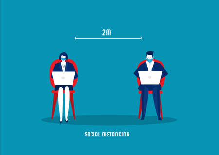 business keep distance away protect of COVID-19 or Coronavirusのイラスト素材