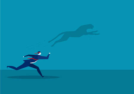 Business colleagues running to success with shadow fast tiger concept のイラスト素材