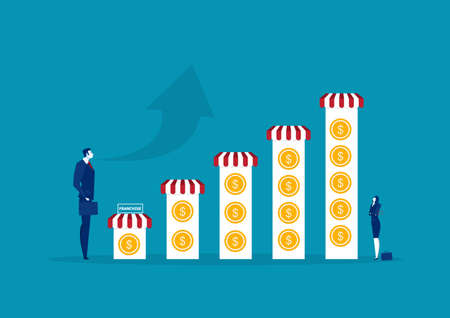 Business invest franchise and Growth of the franchise concept vector illustratorのイラスト素材