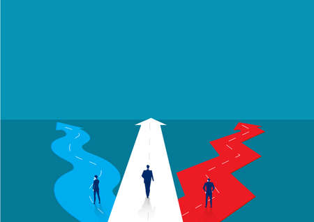 businessman standing for Choose a way.  Business success concept. Vector illustration.のイラスト素材