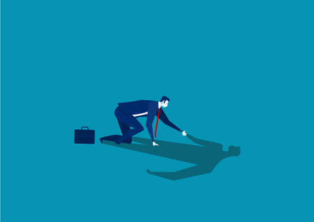 businessman helping his own shadow to stand up.concept business fail vector.のイラスト素材