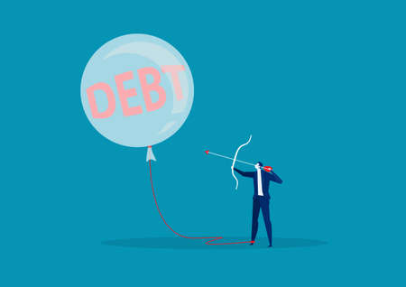 business Archery  balloon debt metaphor of financial freedom. vector