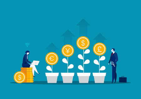 businesswoman analyst  Inflation money and money exchange concept.のイラスト素材