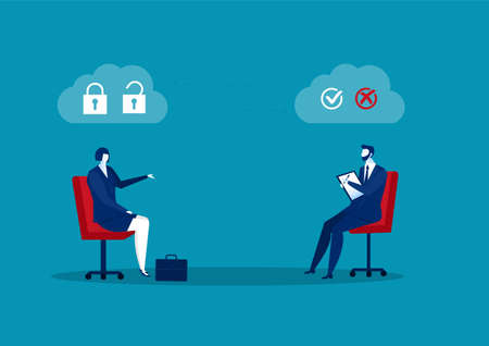 businessman interview about test mindset ,idea, attitude for Hire concept vector illustratorのイラスト素材