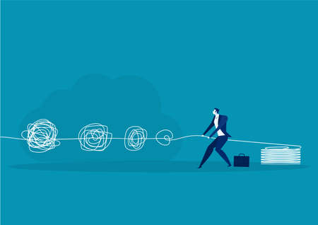 businessman manage  Problems solution creative design of brain with and order in thoughts concept vectorのイラスト素材