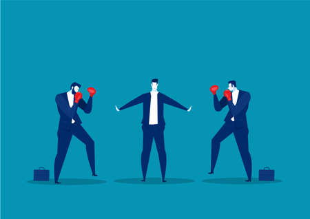 businessman stop conflict.Stop Fighting,employee concept vector