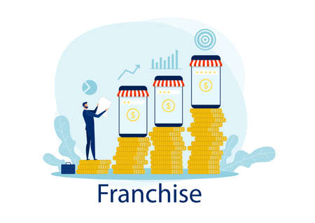 Business invest franchise and Growth of the franchise concept .のイラスト素材