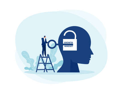 businessman carry big Key to Unlock Idea growth mindset concept .のイラスト素材