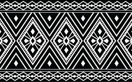 Ethnic geometric print pattern design  Aztec repeating background texture in black and white. Fabric, cloth design, wallpaper, wrappingのイラスト素材