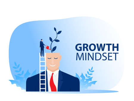 businessman Water the plants money think for growth mindset concept vectorのイラスト素材