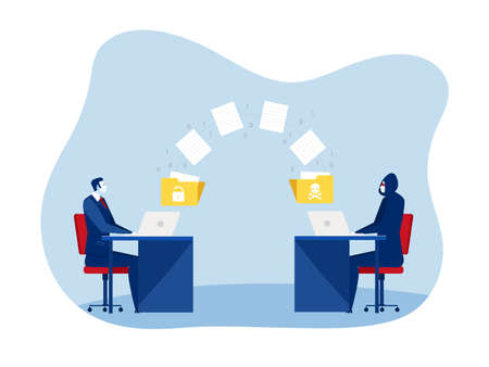 man unlock data with  hacker steal data and personal information concept vectorのイラスト素材