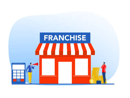 Businessman offer invest with small business or franchise branch expansion strategy of financial marketing planning vector illustratorのイラスト素材