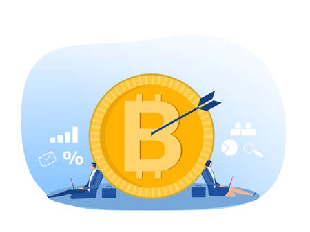 The market strategy business with analyst bitcoin symbol vector illustratorのイラスト素材
