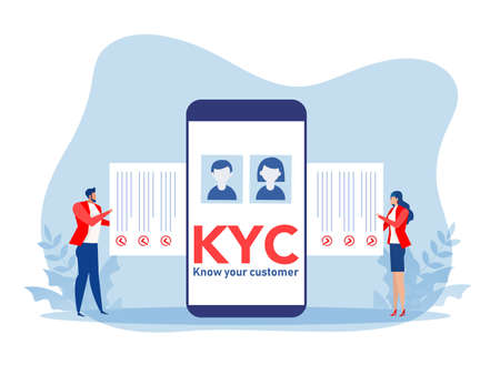 KYC or know your customer with business verifying the identity of its clients concept at the...