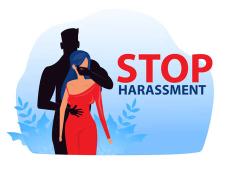 woman with stop harassment and abuse no sexual violence concept vector illustration
