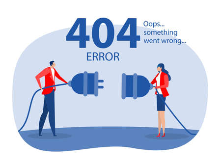 Error 404 landing page people holding unplugged cable, Page not found website concept vector illustrator.のイラスト素材