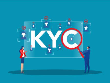 KYC or know your customer with business verifying the identity of its clients concept at the...