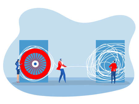 businessman manage  Problems solution creative design of brain with and order in thoughts concept vectorのイラスト素材