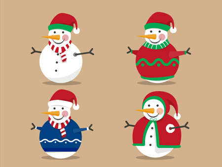 Happy snowman christmas character icon vector  illustrator.のイラスト素材
