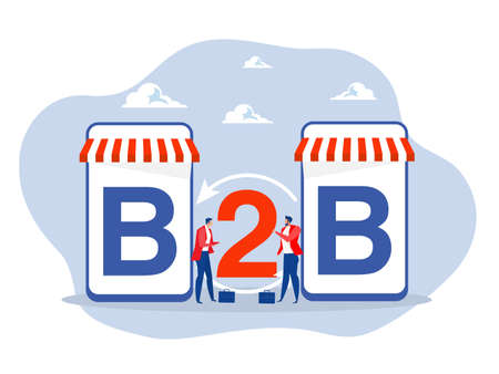 Online business, Partnership with B2B or Business to Business Marketing,Sales and Commerce for Agreed Transaction vectorのイラスト素材