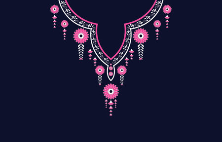 Textile Fabric neck design,oriental pattern traditional ,Floral necklace embroidery design for fashion women clothing &#xD;&#xA;のイラスト素材