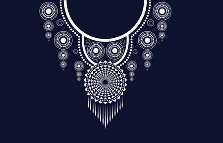 Ethnic Neck Embroidery Geometric shapes ethnic patterns neck embroidery designs for backgrounds or wallpaper and clothing for fashion vectorのイラスト素材