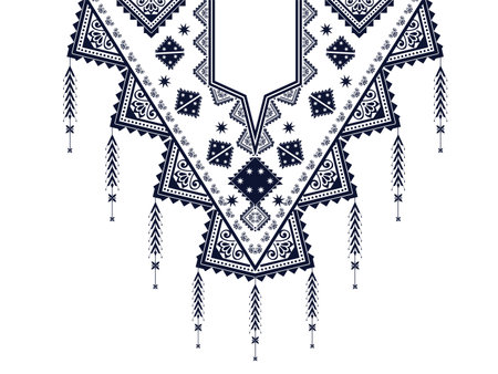Ethnic Neck Embroidery Geometric shapes ethnic patterns neck embroidery designs for backgrounds or wallpaper and clothing for fashion vectorのイラスト素材