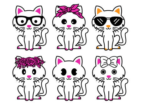 Cute cat  icon. pink cat icon on white background. happy cat icon standing and modern for  illustration.のイラスト素材