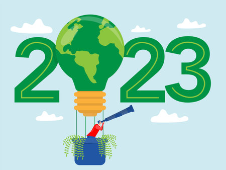 Save the world ,ESG and green business use telescopic on balloon with policy concept in the year...