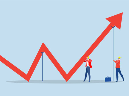 profit retention concept,businessman fixing decreasing financial graph with tool  stop loss Minimize losses for profit concept vectorのイラスト素材