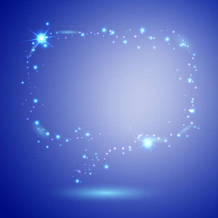 Vector speech bubble on dark blue  background composed of luminous particlesのイラスト素材
