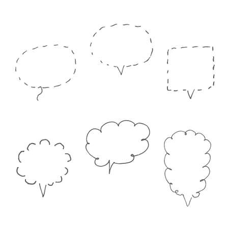 Vector  handmade speech bubbles. set of six design elementsのイラスト素材