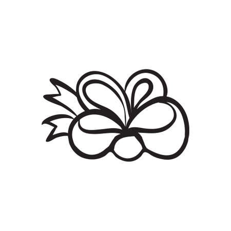 Vector hand drawn bow. Black sketch on white background.のイラスト素材