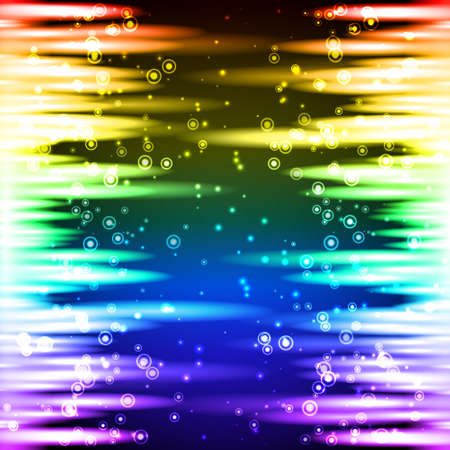Abstract rainbow sparkling background with lines at left and right side on black backgroundのイラスト素材