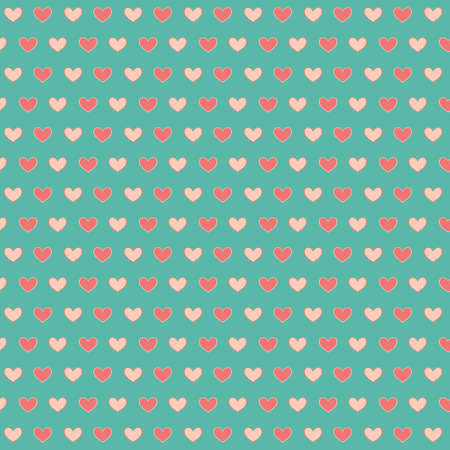 St. Valentine hearts. Simply seamless vector background. Pink on turquoise color.のイラスト素材