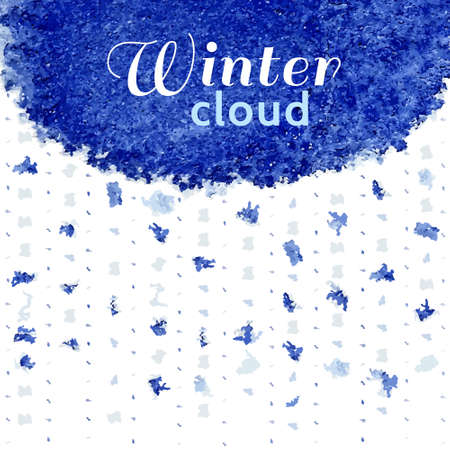 Winter snowy cloud. Watercolor design on white のイラスト素材
