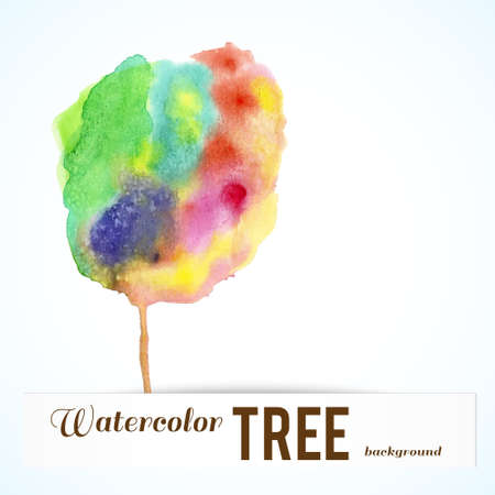 Watercolor varicolored tree. Vector abstract background with space for text.のイラスト素材