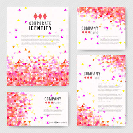 Corporate Identity vector templates set with red triangle design elements.のイラスト素材