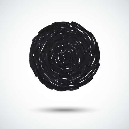 Vector handmade marker stripes. Black circle grunge design element.のイラスト素材