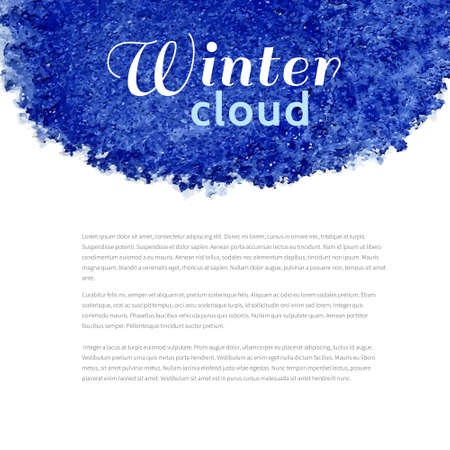 Blue winter cloud. Watercolor design on white backgroundのイラスト素材