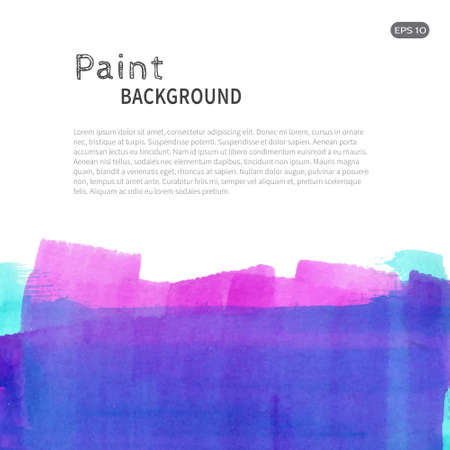 Bright handmade watercolor paint background. Blue pink stripes on white. Vector illustration with space for text.のイラスト素材