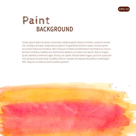 Bright handmade watercolor paint background. Orange and pink stripes on white. Vector illustration with space for text.のイラスト素材