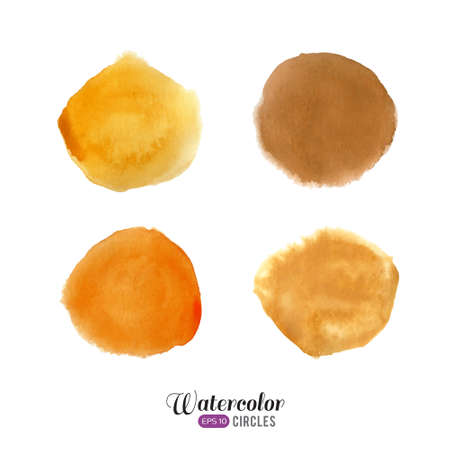 Watercolor vector set. Beige circles on white background.のイラスト素材