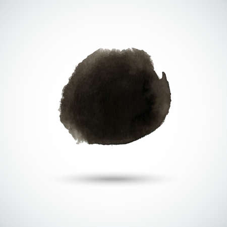 Black hand drawn watercolor circle. Vector design element.のイラスト素材